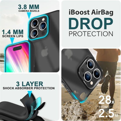 Hülle Hybrid für iPhone 15 Pro Frosted Hard Case Handyhülle Fall Schutz Rahmen Schwarz NALIA Protective Hülle