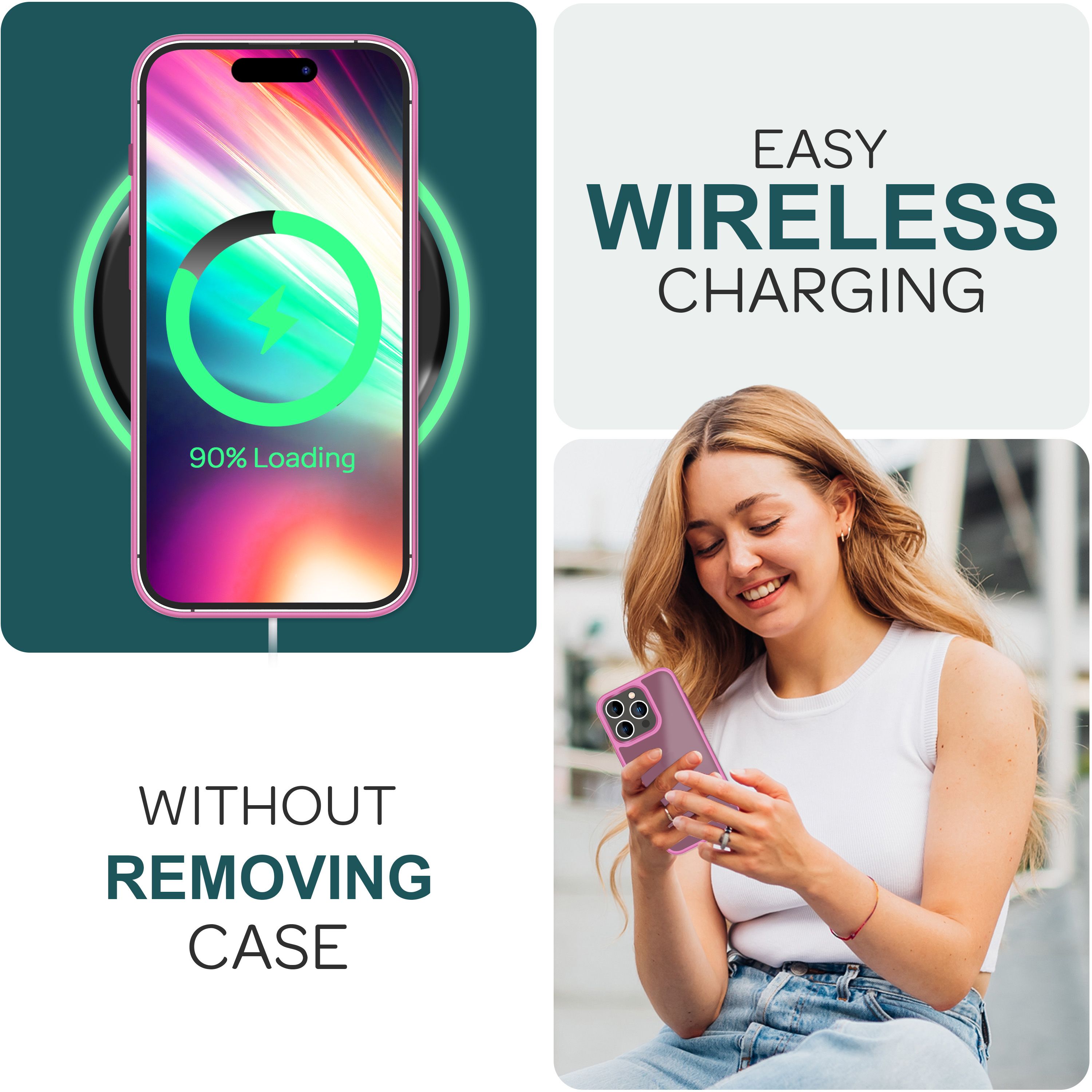 Hülle Hybrid für iPhone 15 Pro Frosted Hard Case Handyhülle Fall Schutz Rahmen Pink NALIA Protective Hülle