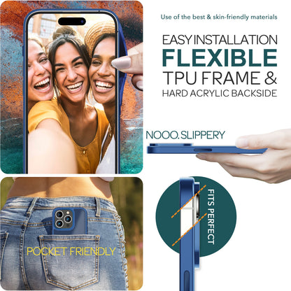 Hülle Hybrid für iPhone 15 Pro Frosted Hard Case Handyhülle Fall Schutz Rahmen Dunkelblau NALIA Protective Hülle