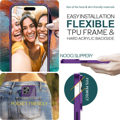 Hülle Hybrid für iPhone 15 Pro Frosted Hard Case Handyhülle Fall Schutz Rahmen Lila NALIA Protective Hülle