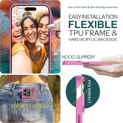 Hülle Hybrid für iPhone 15 Pro Frosted Hard Case Handyhülle Fall Schutz Rahmen Pink NALIA Protective Hülle