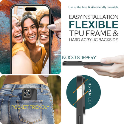 Hülle Hybrid für iPhone 15 Pro Frosted Hard Case Handyhülle Fall Schutz Rahmen Schwarz NALIA Protective Hülle