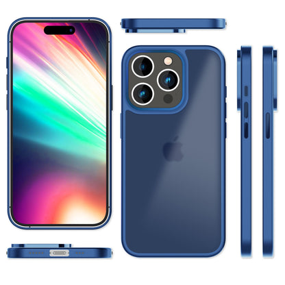 Hülle Hybrid für iPhone 15 Pro Frosted Hard Case Handyhülle Fall Schutz Rahmen Dunkelblau NALIA Protective Hülle