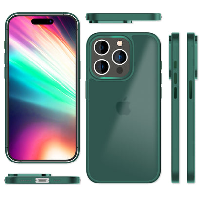 Hülle Hybrid für iPhone 15 Pro Frosted Hard Case Handyhülle Fall Schutz Rahmen Grün NALIA Protective Hülle