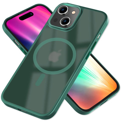 NALIA Magnet-Case für iPhone 15 – Matt-Transparent & MagSafe Kompatibel – MATTEX (Rutschfest, Stoßfest & Anti-Fingerabdruck) – Marke aus Berlin Grün NALIA Protective Hülle