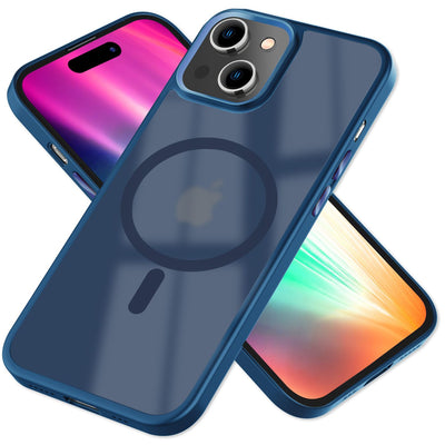 NALIA Magnet-Case für iPhone 15 – Matt-Transparent & MagSafe Kompatibel – MATTEX (Rutschfest, Stoßfest & Anti-Fingerabdruck) – Marke aus Berlin Dunkelblau NALIA Protective Hülle