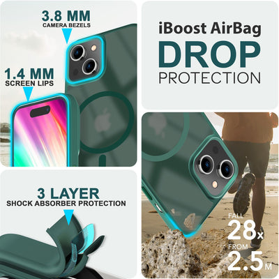 NALIA Magnet-Case für iPhone 15 – Matt-Transparent & MagSafe Kompatibel – MATTEX (Rutschfest, Stoßfest & Anti-Fingerabdruck) – Marke aus Berlin Grün NALIA Protective Hülle