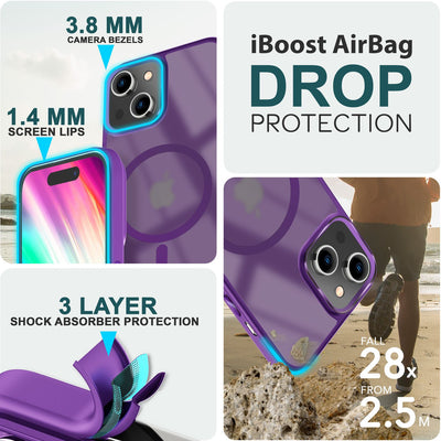 NALIA Magnet-Case für iPhone 15 – Matt-Transparent & MagSafe Kompatibel – MATTEX (Rutschfest, Stoßfest & Anti-Fingerabdruck) – Marke aus Berlin Lila NALIA Protective Hülle