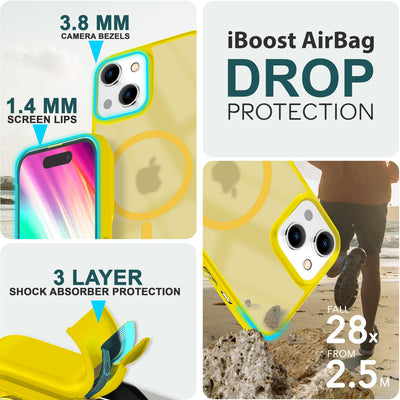 NALIA Magnet-Case für iPhone 15 – Matt-Transparent & MagSafe Kompatibel – MATTEX (Rutschfest, Stoßfest & Anti-Fingerabdruck) – Marke aus Berlin Gelb NALIA Protective Hülle