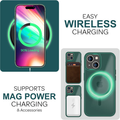 NALIA Magnet-Case für iPhone 15 – Matt-Transparent & MagSafe Kompatibel – MATTEX (Rutschfest, Stoßfest & Anti-Fingerabdruck) – Marke aus Berlin Grün NALIA Protective Hülle