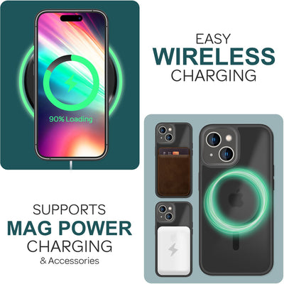 NALIA Magnet-Case für iPhone 15 – Matt-Transparent & MagSafe Kompatibel – MATTEX (Rutschfest, Stoßfest & Anti-Fingerabdruck) – Marke aus Berlin Schwarz NALIA Protective Hülle