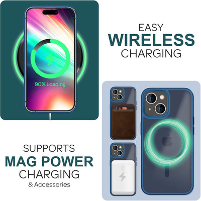 NALIA Magnet-Case für iPhone 15 – Matt-Transparent & MagSafe Kompatibel – MATTEX (Rutschfest, Stoßfest & Anti-Fingerabdruck) – Marke aus Berlin Dunkelblau NALIA Protective Hülle