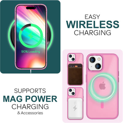 NALIA Magnet-Case für iPhone 15 – Matt-Transparent & MagSafe Kompatibel – MATTEX (Rutschfest, Stoßfest & Anti-Fingerabdruck) – Marke aus Berlin Pink NALIA Protective Hülle