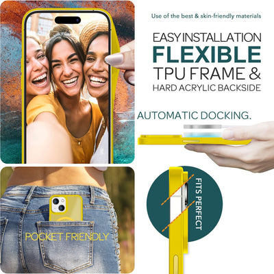 NALIA Magnet-Case für iPhone 15 – Matt-Transparent & MagSafe Kompatibel – MATTEX (Rutschfest, Stoßfest & Anti-Fingerabdruck) – Marke aus Berlin Gelb NALIA Protective Hülle