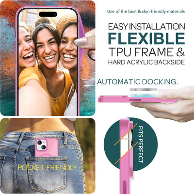 NALIA Magnet-Case für iPhone 15 – Matt-Transparent & MagSafe Kompatibel – MATTEX (Rutschfest, Stoßfest & Anti-Fingerabdruck) – Marke aus Berlin Pink NALIA Protective Hülle
