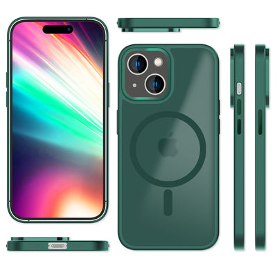 NALIA Magnet-Case für iPhone 15 – Matt-Transparent & MagSafe Kompatibel – MATTEX (Rutschfest, Stoßfest & Anti-Fingerabdruck) – Marke aus Berlin Grün NALIA Protective Hülle