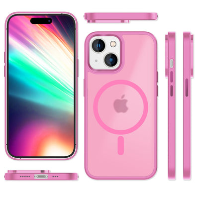 NALIA Magnet-Case für iPhone 15 – Matt-Transparent & MagSafe Kompatibel – MATTEX (Rutschfest, Stoßfest & Anti-Fingerabdruck) – Marke aus Berlin Pink NALIA Protective Hülle