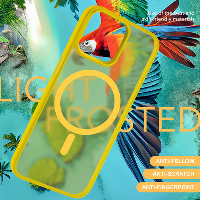 NALIA Magnet-Case für iPhone 15 – Matt-Transparent & MagSafe Kompatibel – MATTEX (Rutschfest, Stoßfest & Anti-Fingerabdruck) – Marke aus Berlin Gelb NALIA Protective Hülle
