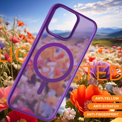 NALIA Magnet-Case für iPhone 15 – Matt-Transparent & MagSafe Kompatibel – MATTEX (Rutschfest, Stoßfest & Anti-Fingerabdruck) – Marke aus Berlin Lila NALIA Protective Hülle