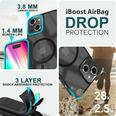 NALIA Magnet-Case für iPhone 15 Plus – Matt-Transparent & MagSafe Kompatibel – MATTEX (Rutschfest, Stoßfest & Anti-Fingerabdruck) – Marke aus Berlin Schwarz NALIA Protective Hülle