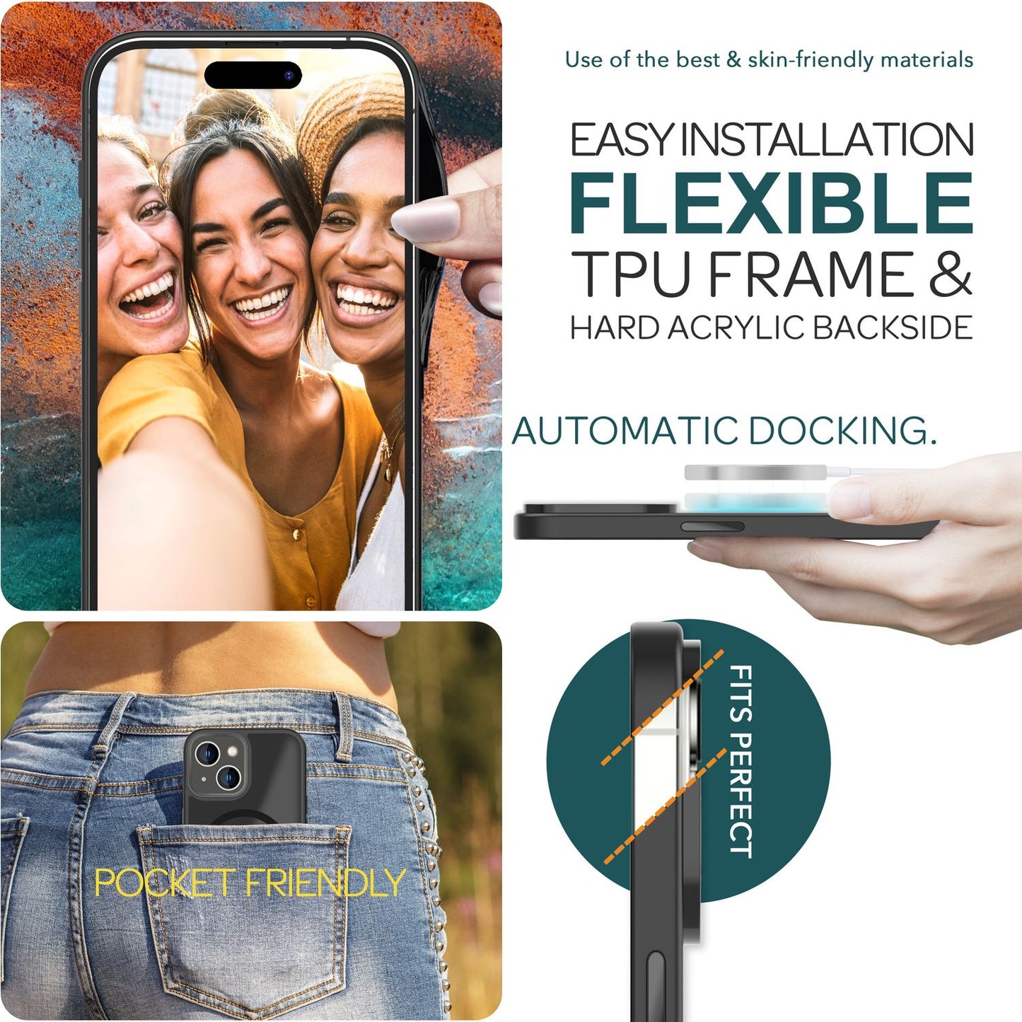 MagSafe Hülle Hybrid für iPhone 15 Plus Frosted Hard Case Schutz Rand Handyhülle