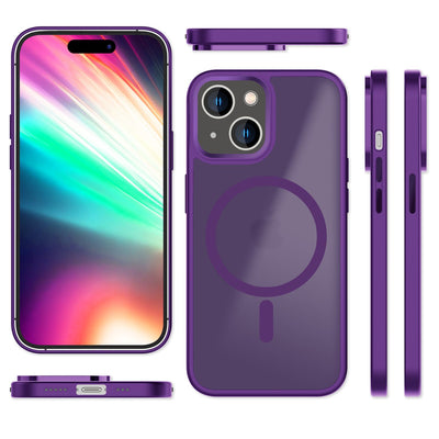 NALIA Magnet-Case für iPhone 15 Plus – Matt-Transparent & MagSafe Kompatibel – MATTEX (Rutschfest, Stoßfest & Anti-Fingerabdruck) – Marke aus Berlin Lila NALIA Protective Hülle