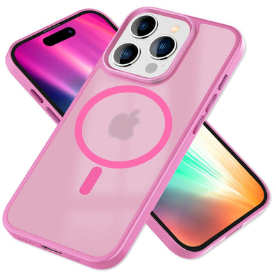 NALIA Magnet-Case für iPhone 15 Pro – Matt-Transparent & MagSafe Kompatibel – MATTEX (Rutschfest, Stoßfest & Anti-Fingerabdruck) – Marke aus Berlin Pink NALIA Protective Hülle