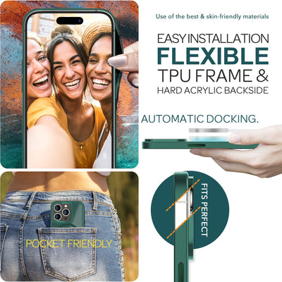 NALIA Magnet-Case für iPhone 15 Pro – Matt-Transparent & MagSafe Kompatibel – MATTEX (Rutschfest, Stoßfest & Anti-Fingerabdruck) – Marke aus Berlin Grün NALIA Protective Hülle
