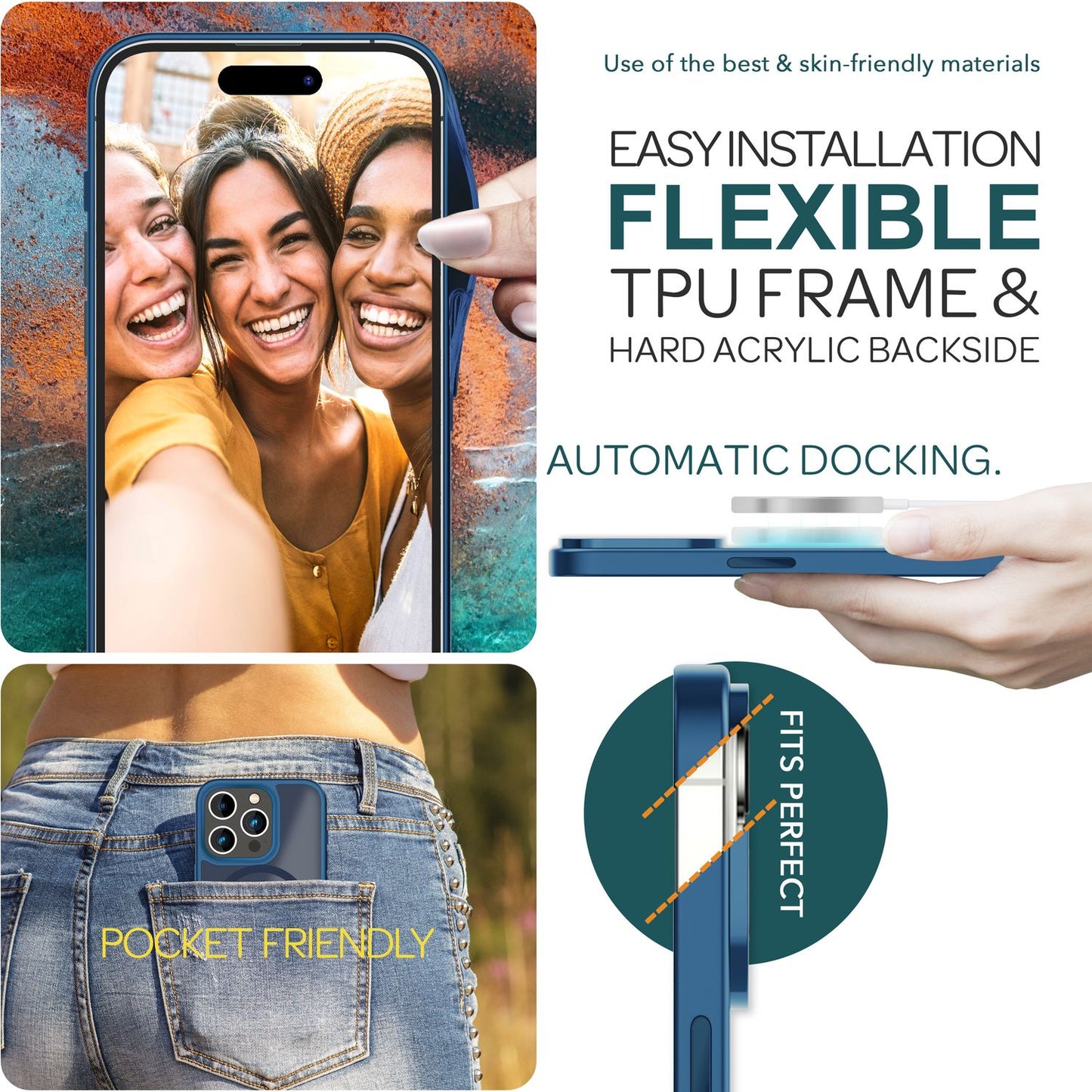 MagSafe Hülle Hybrid für iPhone 15 Pro Frosted Hard Case Handyhülle Schutz Rand