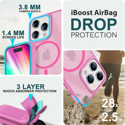 NALIA Magnet-Case für iPhone 15 Pro Max – Matt-Transparent & MagSafe Kompatibel – MATTEX (Rutschfest, Stoßfest & Anti-Fingerabdruck) – Marke aus Berlin Pink NALIA Protective Hülle