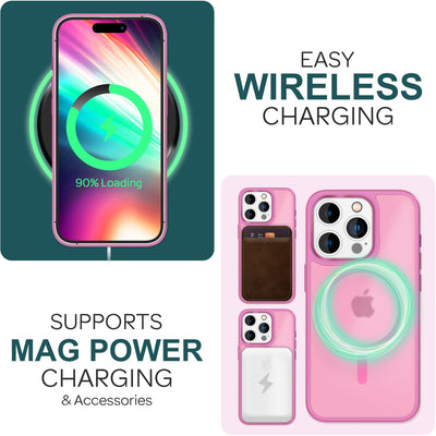 NALIA Magnet-Case für iPhone 15 Pro Max – Matt-Transparent & MagSafe Kompatibel – MATTEX (Rutschfest, Stoßfest & Anti-Fingerabdruck) – Marke aus Berlin Pink NALIA Protective Hülle