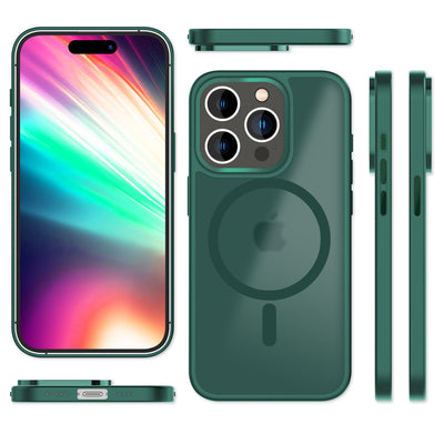 NALIA Magnet-Case für iPhone 15 Pro Max – Matt-Transparent & MagSafe Kompatibel – MATTEX (Rutschfest, Stoßfest & Anti-Fingerabdruck) – Marke aus Berlin Grün NALIA Protective Hülle
