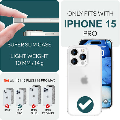 Halb Klar Hülle für iPhone 15 Pro, Dünn Matt Leicht Anti-Fingerabdruck Case
