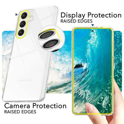 NALIA Stabile Klarsichthülle für Samsung Galaxy S24 Hülle, Transparente Schutzhülle mit harter Rückseite & Silikon-Rand