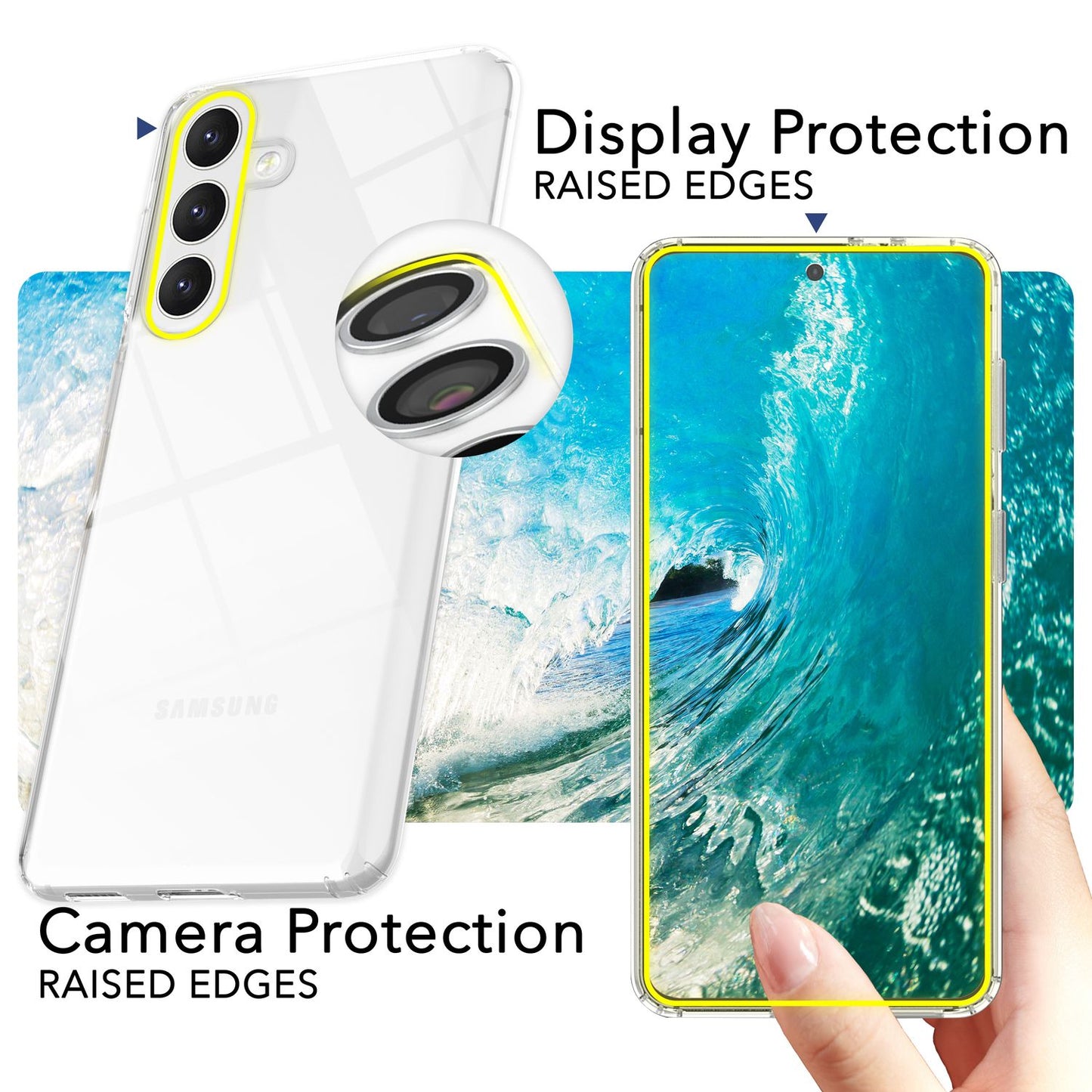 NALIA Stabile Klare Schutzhülle für Samsung Galaxy S24 Plus Hülle, Transparent mit harter Rückseite & Silikon-Rahmen