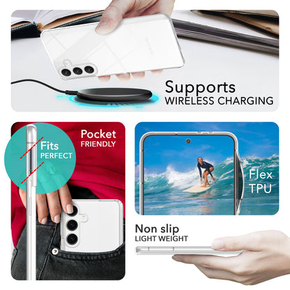 NALIA Stabile Klare Schutzhülle für Samsung Galaxy S24 Plus Hülle, Transparent mit harter Rückseite & Silikon-Rahmen