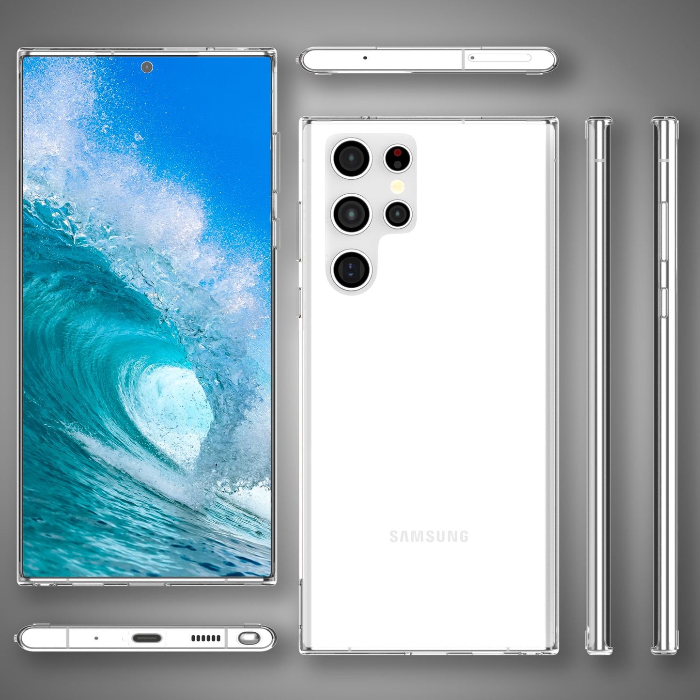 NALIA Stabile Klare Schutzhülle für Samsung Galaxy S24 Ultra Hülle, Transparent mit harter Rückseite & Silikon-Rahmen