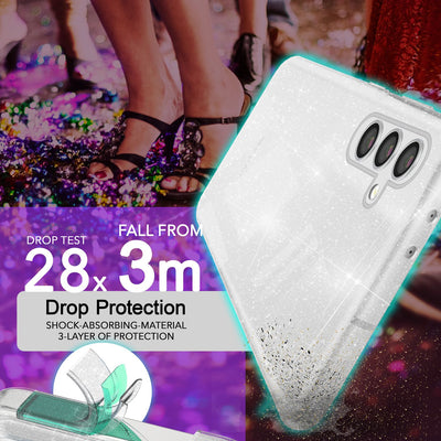 NALIA Glitzerhülle für Samsung Galaxy S24 – Funkelndes Silikon Case – DAZZLIN (Transparent & Stoßfest) – Marke aus Berlin
