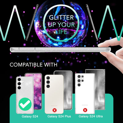 NALIA Glitzerhülle für Samsung Galaxy S24 – Funkelndes Silikon Case – DAZZLIN (Transparent & Stoßfest) – Marke aus Berlin