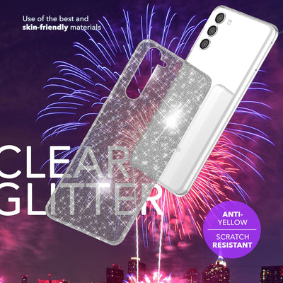 NALIA Glitzerhülle für Samsung Galaxy S24 Plus – Funkelndes Silikon Case – DAZZLIN (Transparent & Stoßfest) – Marke aus Berlin Transparent NALIA Transparente Hülle