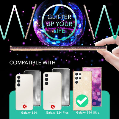 NALIA Glitzerhülle für Samsung Galaxy S24 Ultra – Funkelndes Silikon Case – DAZZLIN (Transparent & Stoßfest) – Marke aus Berlin Gold NALIA Transparente Hülle