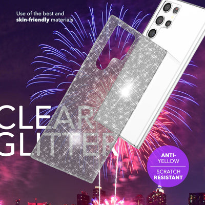 NALIA Glitzerhülle für Samsung Galaxy S24 Ultra – Funkelndes Silikon Case – DAZZLIN (Transparent & Stoßfest) – Marke aus Berlin Transparent NALIA Transparente Hülle