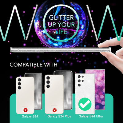 NALIA Glitzerhülle für Samsung Galaxy S24 Ultra – Funkelndes Silikon Case – DAZZLIN (Transparent & Stoßfest) – Marke aus Berlin Transparent NALIA Transparente Hülle