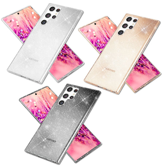 NALIA Glitzernde Schutzhülle für Samsung Galaxy S24 Ultra Hülle, Durchsichtige Silikon Handyhülle mit Diamant Pailletten