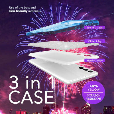 NALIA Glitzerhülle für Samsung Galaxy S24 – Funkelnder Glitzer-Look & Grip – SHINEPOP (Silikon Case) – Marke aus Berlin Blau NALIA Protective Hülle