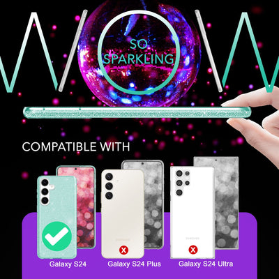 NALIA Glitzerhülle für Samsung Galaxy S24 – Funkelnder Glitzer-Look & Grip – SHINEPOP (Silikon Case) – Marke aus Berlin Mint-Grün NALIA Protective Hülle