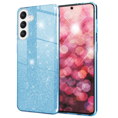 NALIA Glitzerhülle für Samsung Galaxy S24 Plus – Funkelnder Glitzer-Look & Grip – SHINEPOP (Silikon Case) – Marke aus Berlin Blau NALIA Protective Hülle