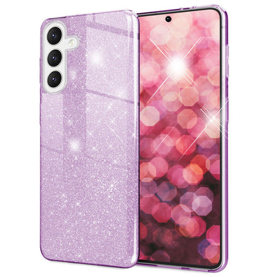 NALIA Glitzerhülle für Samsung Galaxy S24 Plus – Funkelnder Glitzer-Look & Grip – SHINEPOP (Silikon Case) – Marke aus Berlin Lila NALIA Protective Hülle