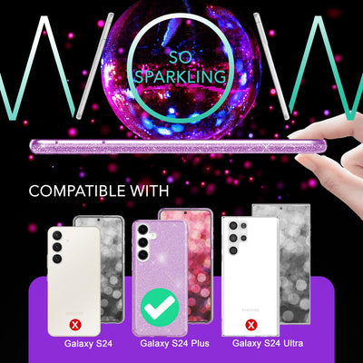 NALIA Glitzerhülle für Samsung Galaxy S24 Plus – Funkelnder Glitzer-Look & Grip – SHINEPOP (Silikon Case) – Marke aus Berlin Lila NALIA Protective Hülle