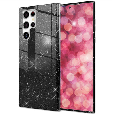 NALIA Glitzerhülle für Samsung Galaxy S24 Ultra – Funkelnder Glitzer-Look & Grip – SHINEPOP (Silikon Case) – Marke aus Berlin Schwarz NALIA Protective Hülle